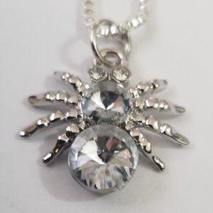 NWOT Stainless Steel CZ Spider Choker Necklace